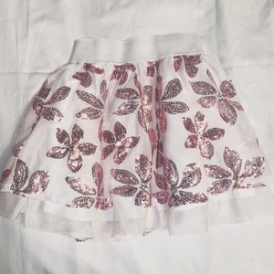Kids dressy rose pink skirt with sparkles.